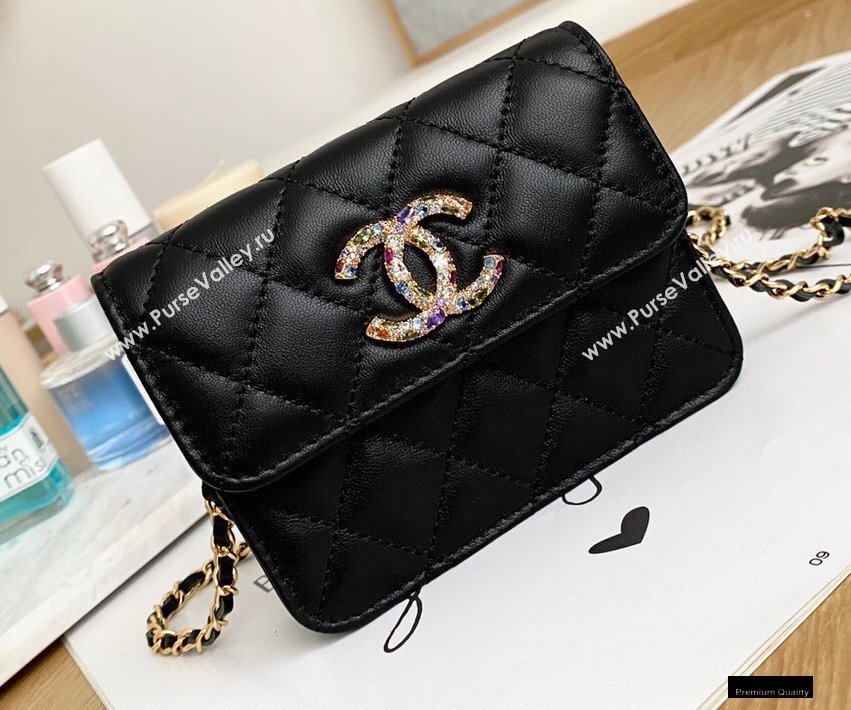 Chanel Zirconium Crystal CC Logo Small Clutch with Chain Bag AP1942 Black 2021 (yingfeng-21012226)