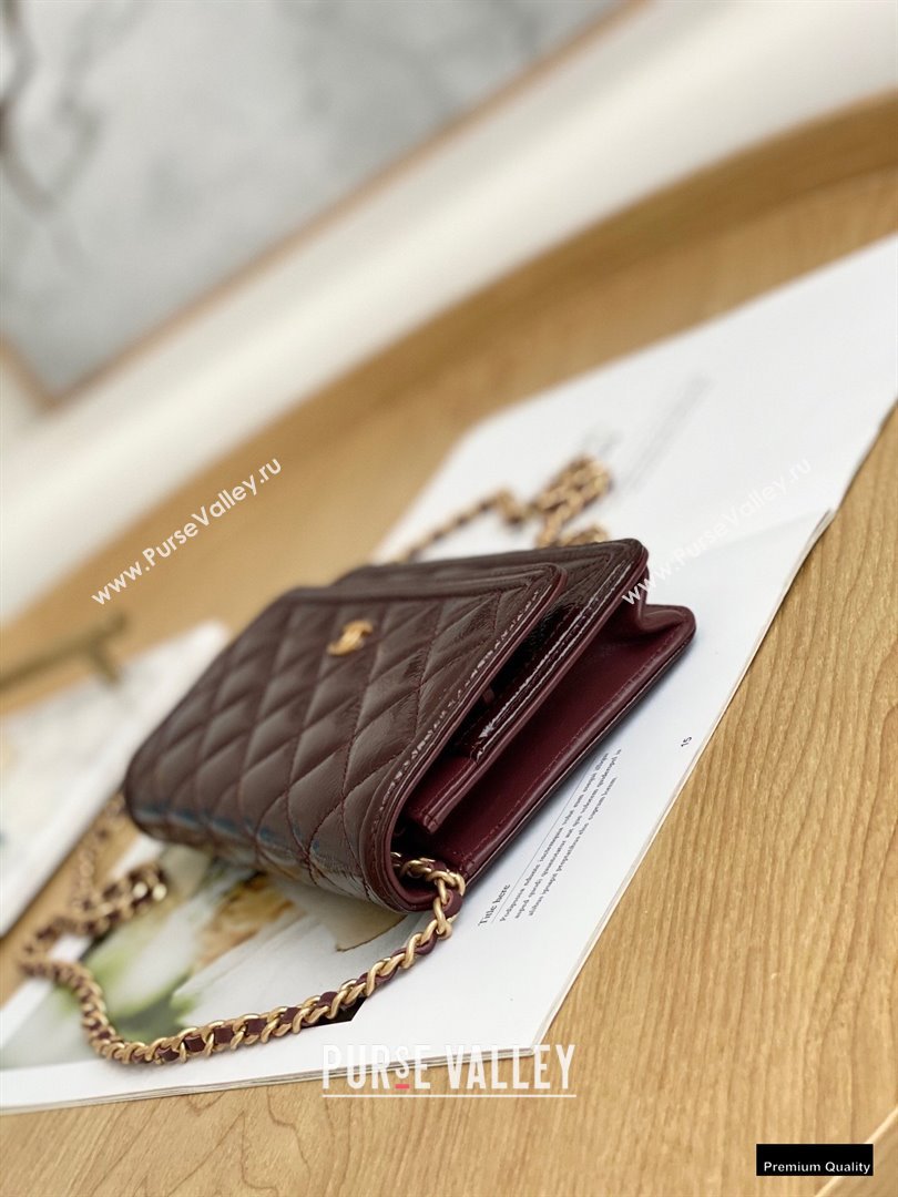 Chanel Crumpled Calfskin Wallet on Chain WOC Bag Burgundy 2021 (yingfeng-21012214)