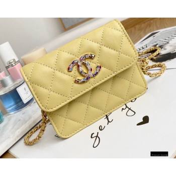 Chanel Zirconium Crystal CC Logo Small Clutch with Chain Bag AP1942 Yellow 2021 (yingfeng-21012227)