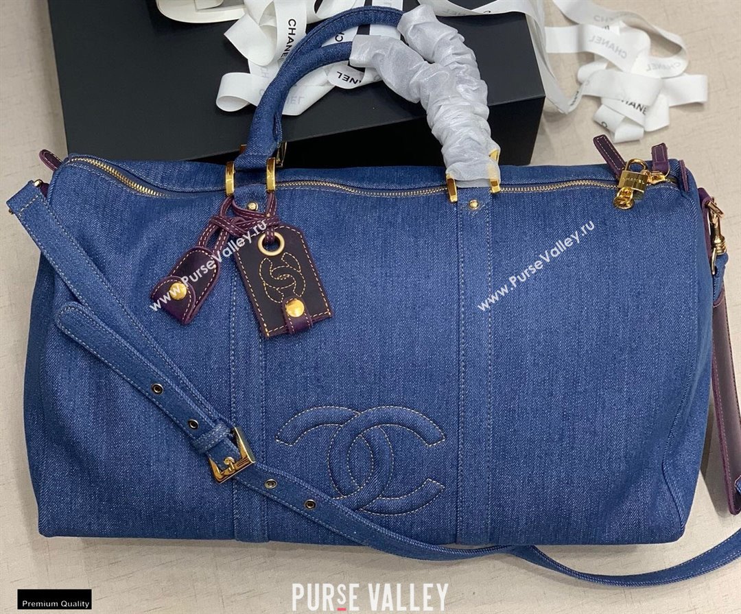 Chanel Denim Blue Travel Bowling Bag 2021 (jiyuan-21012707)