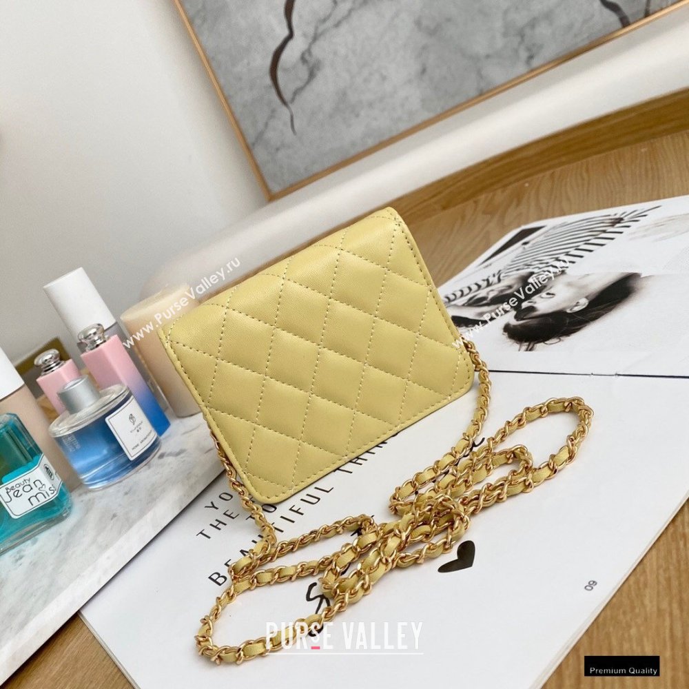 Chanel Zirconium Crystal CC Logo Small Clutch with Chain Bag AP1942 Yellow 2021 (yingfeng-21012227)