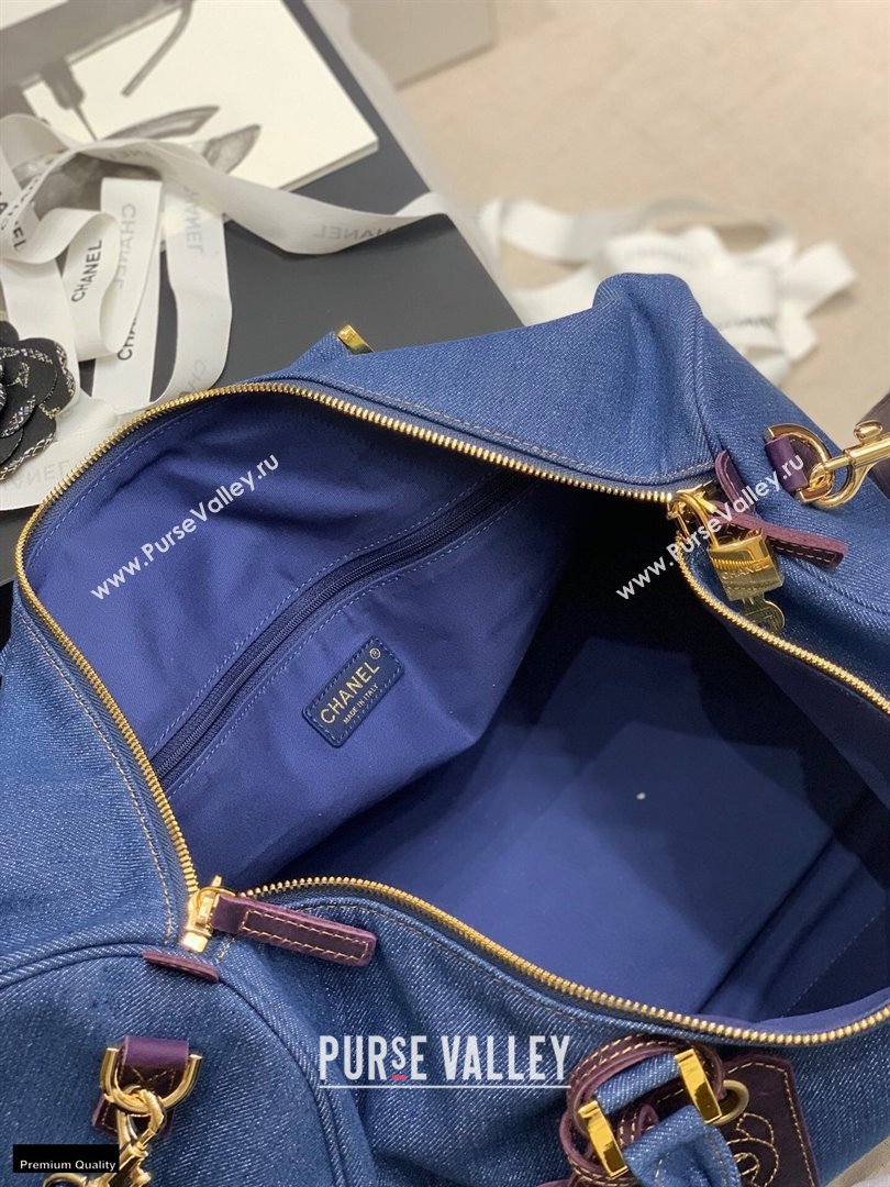 Chanel Denim Blue Travel Bowling Bag 2021 (jiyuan-21012707)
