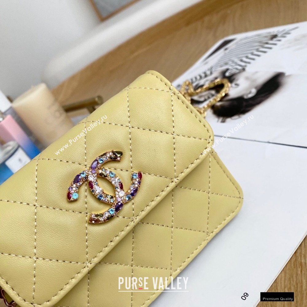 Chanel Zirconium Crystal CC Logo Small Clutch with Chain Bag AP1942 Yellow 2021 (yingfeng-21012227)