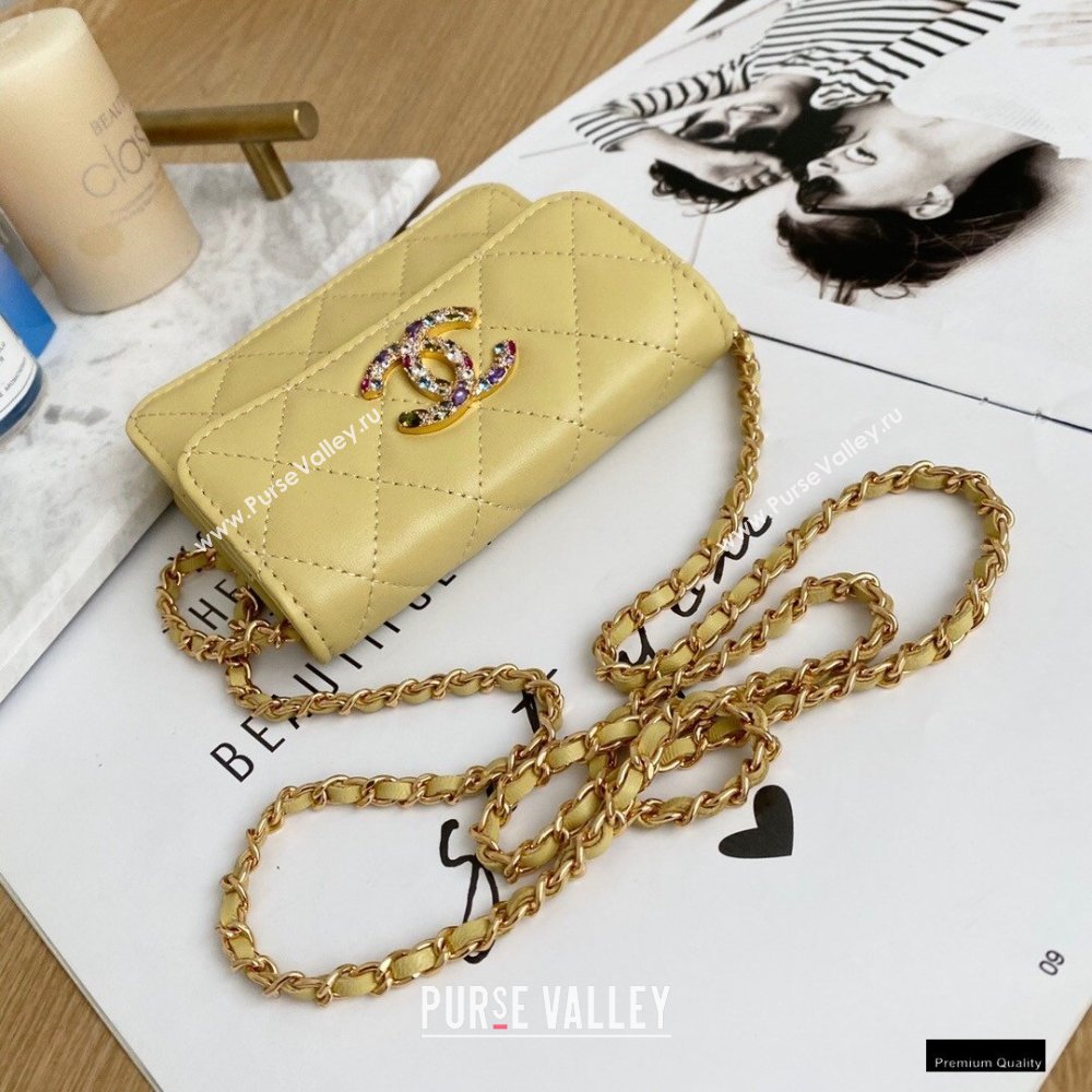 Chanel Zirconium Crystal CC Logo Small Clutch with Chain Bag AP1942 Yellow 2021 (yingfeng-21012227)