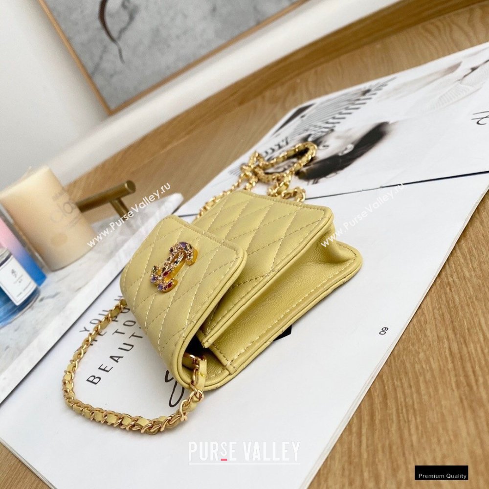 Chanel Zirconium Crystal CC Logo Small Clutch with Chain Bag AP1942 Yellow 2021 (yingfeng-21012227)