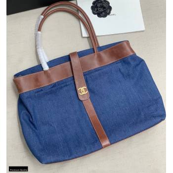 Chanel Denim Blue Tote Bag With Brown Edge 2021 (jiyuan-21012708)