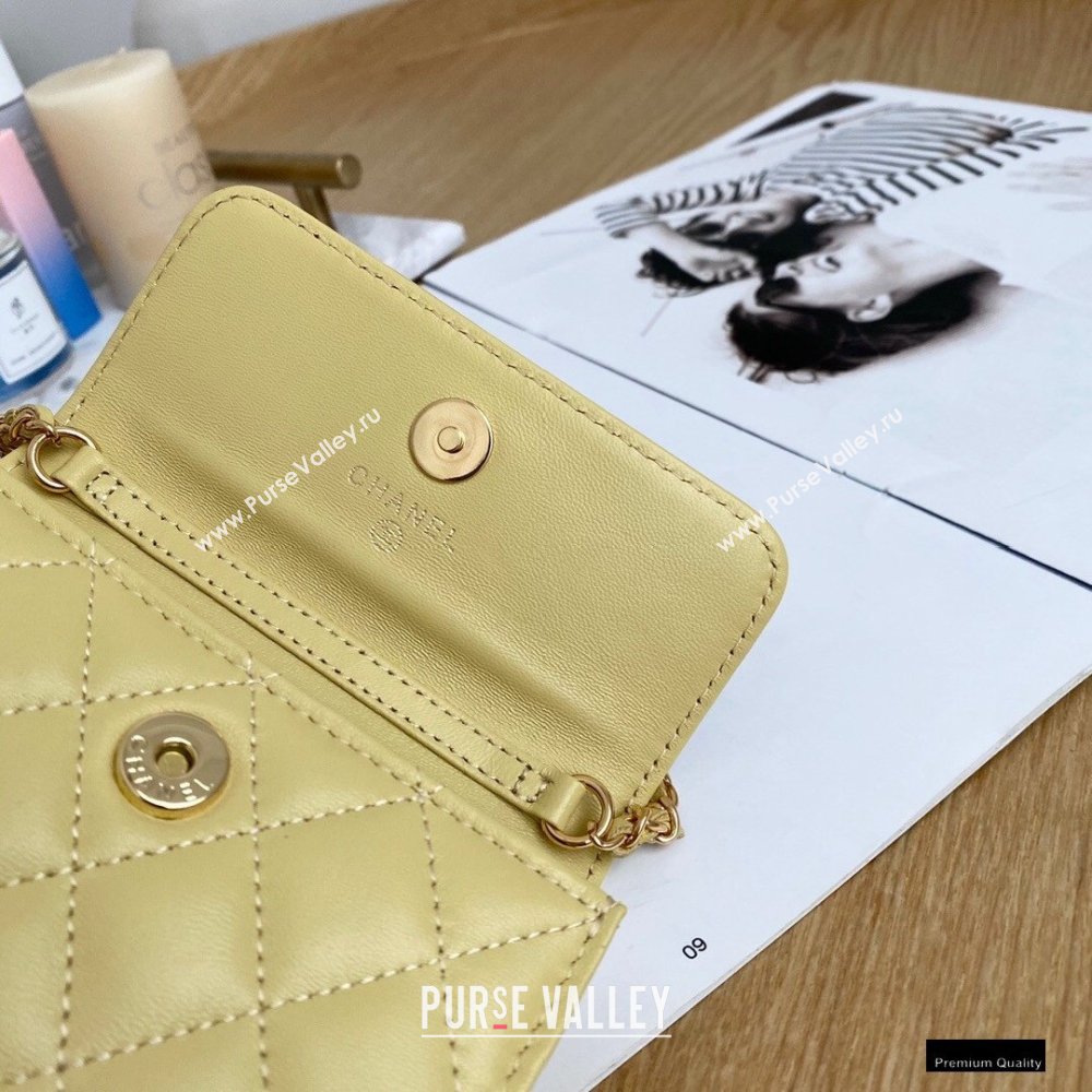 Chanel Zirconium Crystal CC Logo Small Clutch with Chain Bag AP1942 Yellow 2021 (yingfeng-21012227)