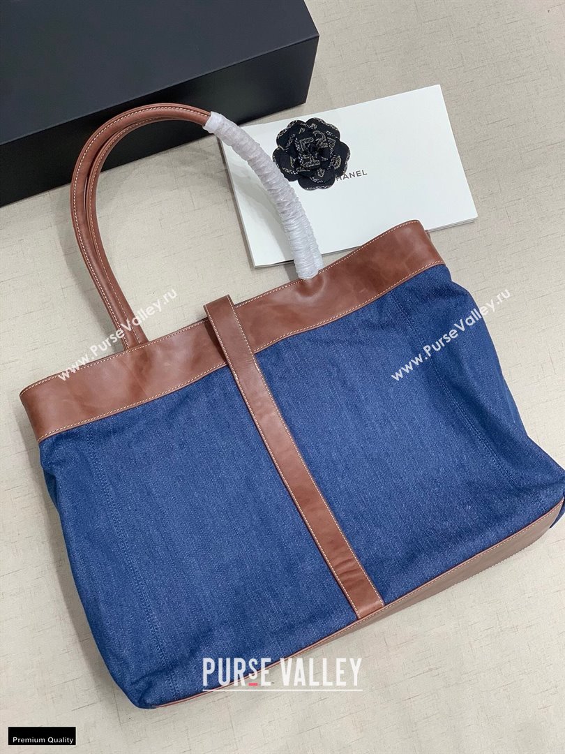 Chanel Denim Blue Tote Bag With Brown Edge 2021 (jiyuan-21012708)