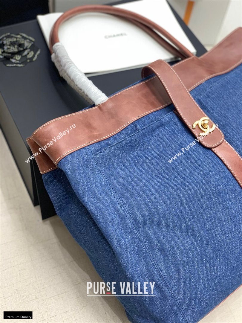 Chanel Denim Blue Tote Bag With Brown Edge 2021 (jiyuan-21012708)