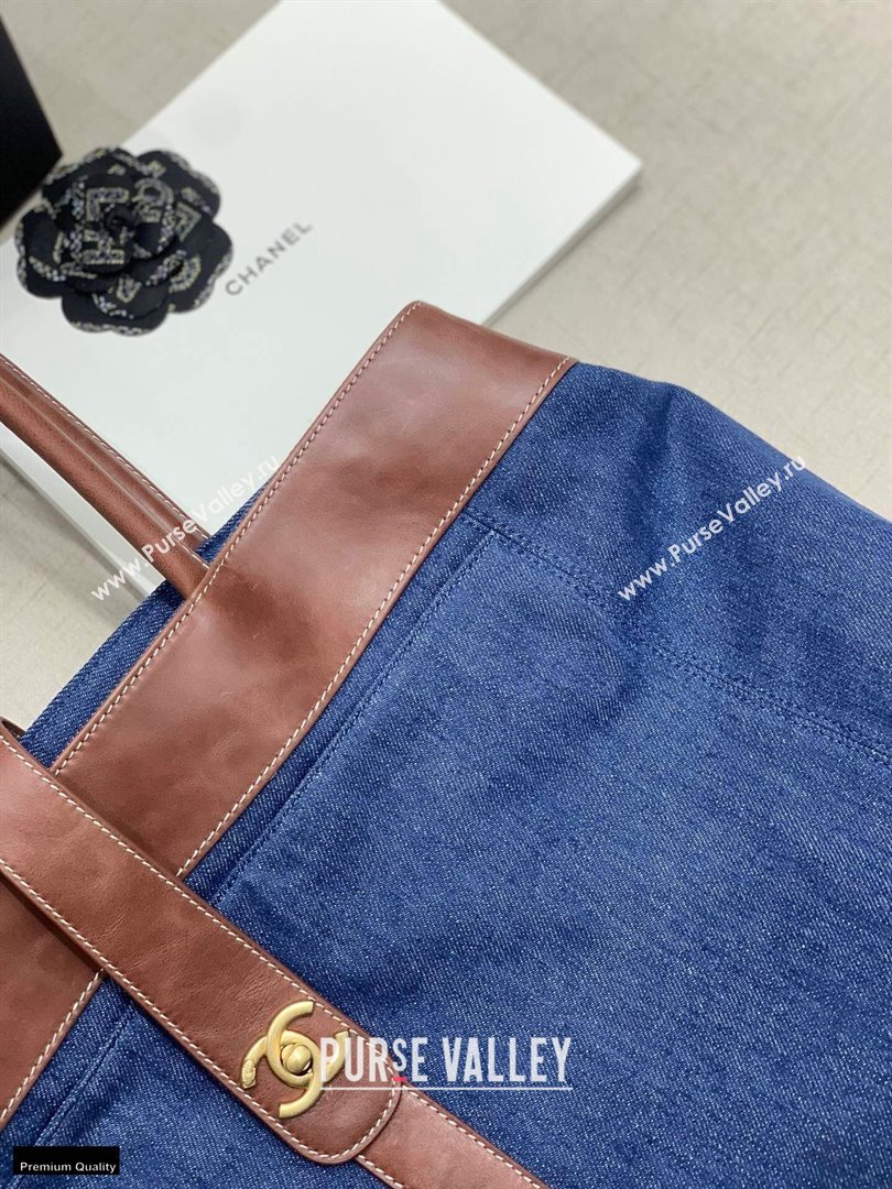 Chanel Denim Blue Tote Bag With Brown Edge 2021 (jiyuan-21012708)