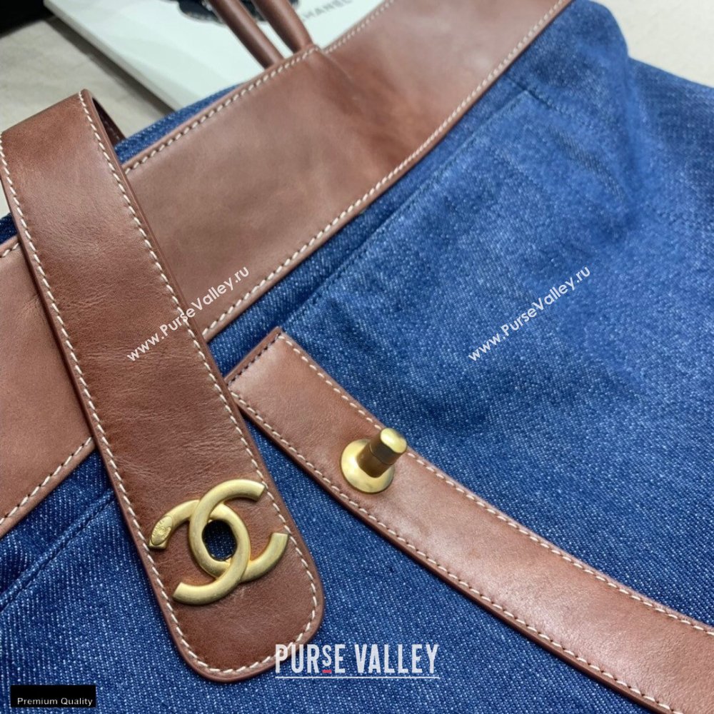 Chanel Denim Blue Tote Bag With Brown Edge 2021 (jiyuan-21012708)