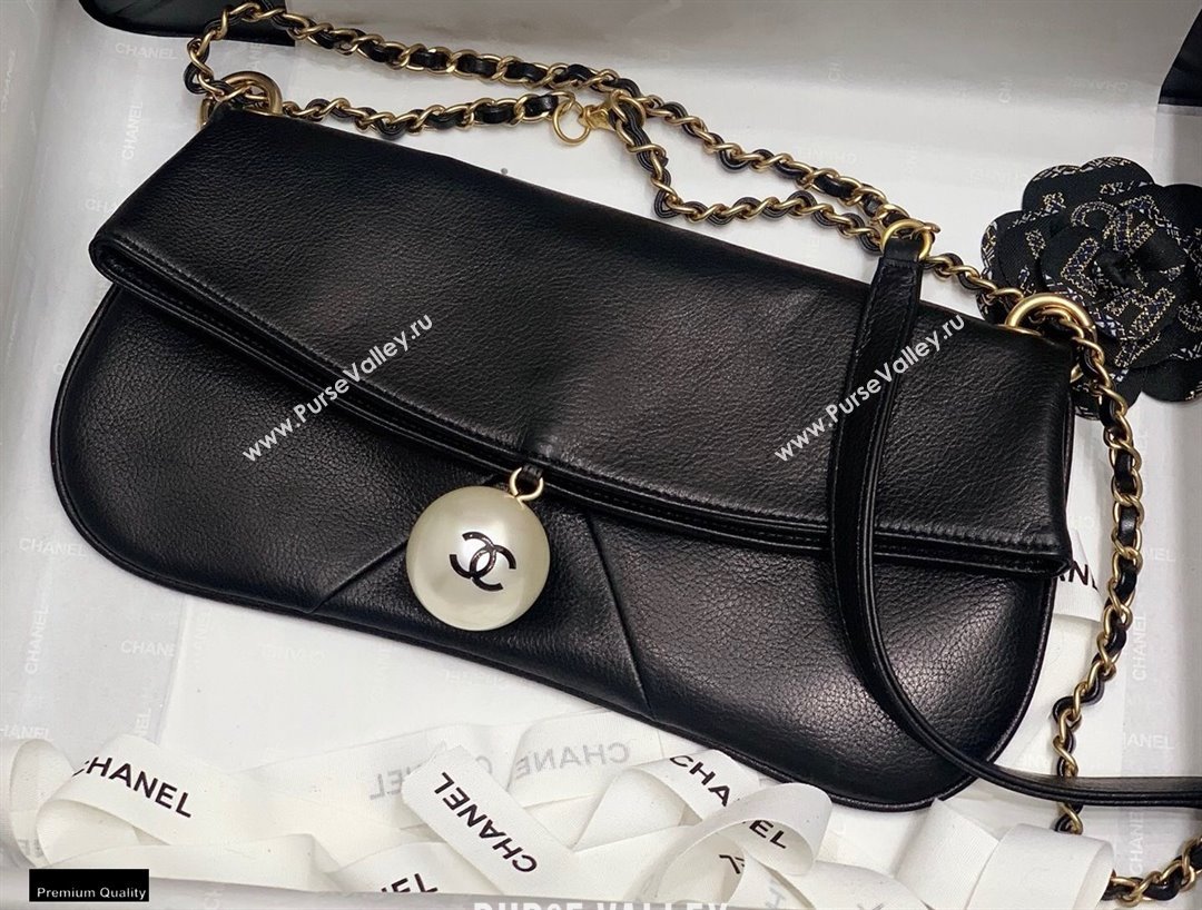 Chanel Fold-top Pearl Shoulder Bag Black 2021 (jiyuan-21012710)