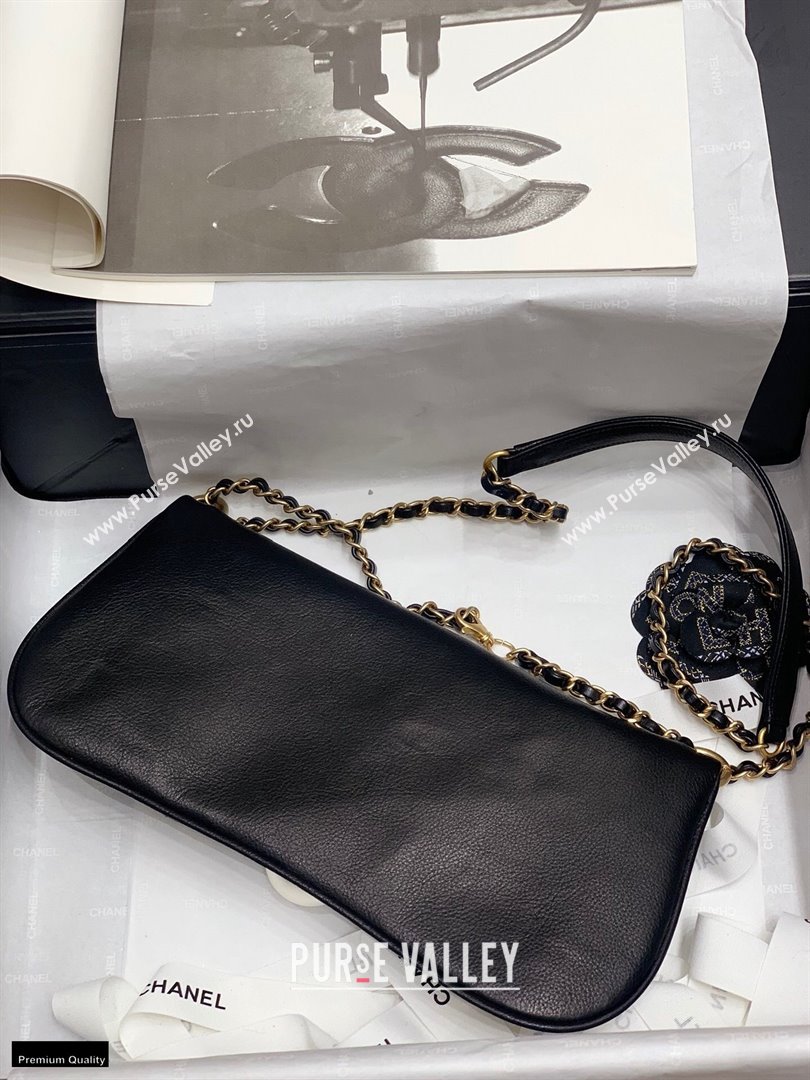 Chanel Fold-top Pearl Shoulder Bag Black 2021 (jiyuan-21012710)