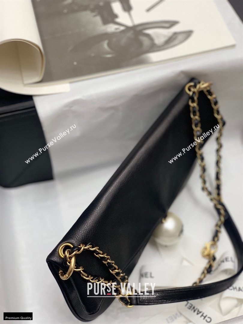 Chanel Fold-top Pearl Shoulder Bag Black 2021 (jiyuan-21012710)
