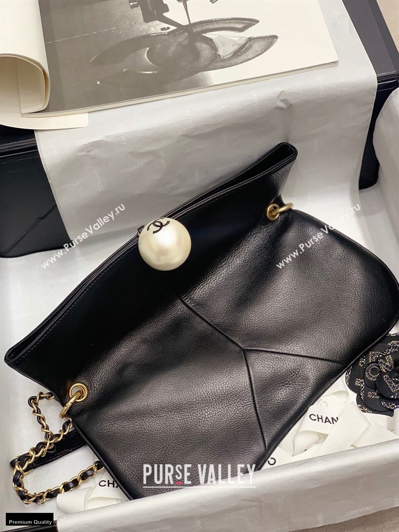 Chanel Fold-top Pearl Shoulder Bag Black 2021 (jiyuan-21012710)