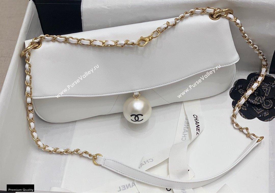 Chanel Fold-top Pearl Shoulder Bag White 2021 (jiyuan-21012711)