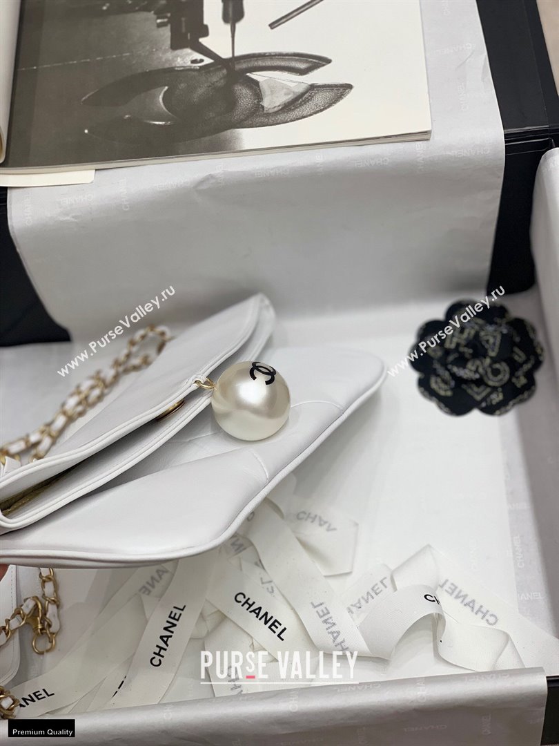 Chanel Fold-top Pearl Shoulder Bag White 2021 (jiyuan-21012711)