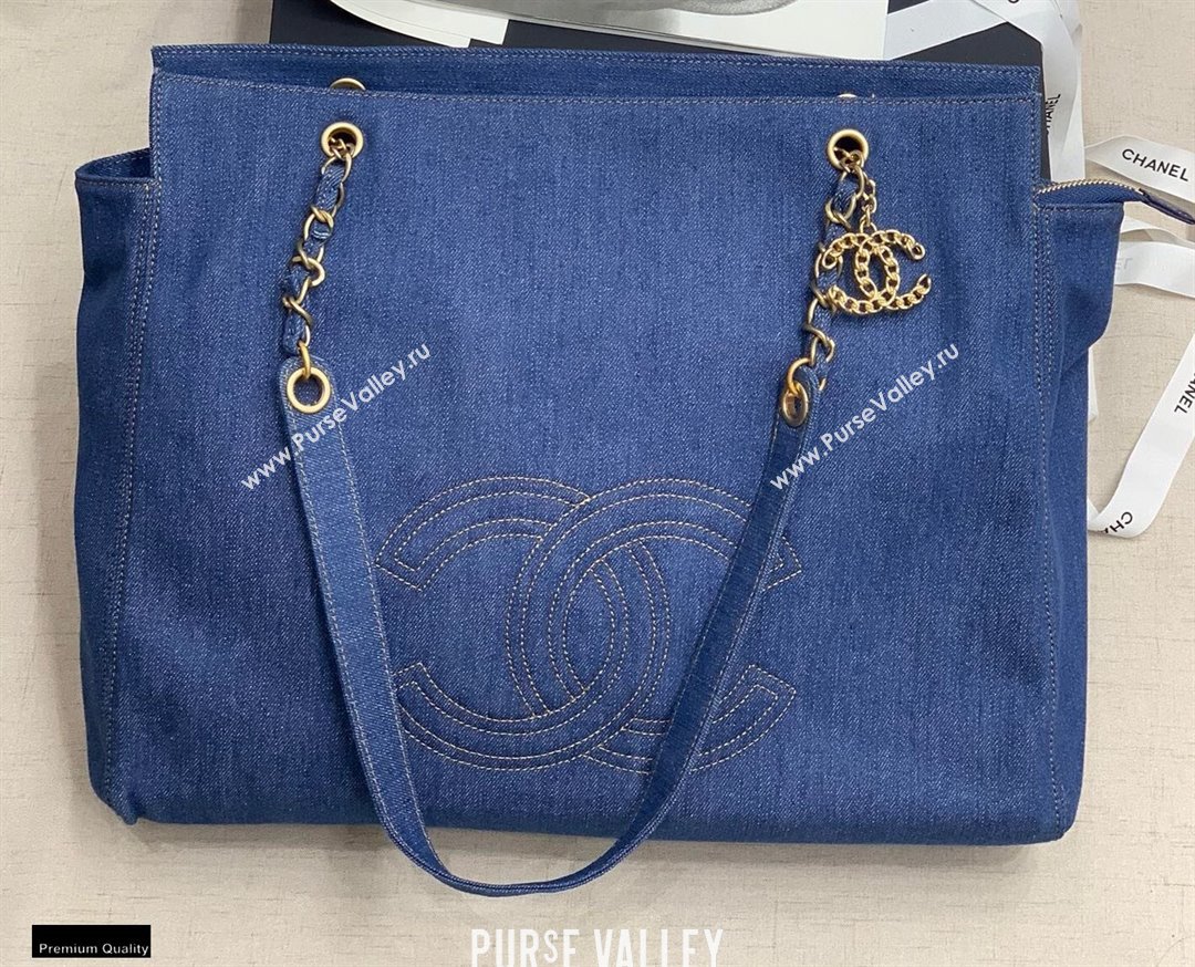 Chanel Denim Blue Vintage CC Logo Shopping Tote Bag 2021 (jiyuan-21012709)