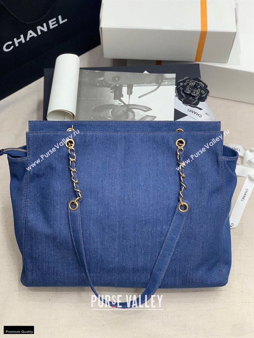 Chanel Denim Blue Vintage CC Logo Shopping Tote Bag 2021 (jiyuan-21012709)