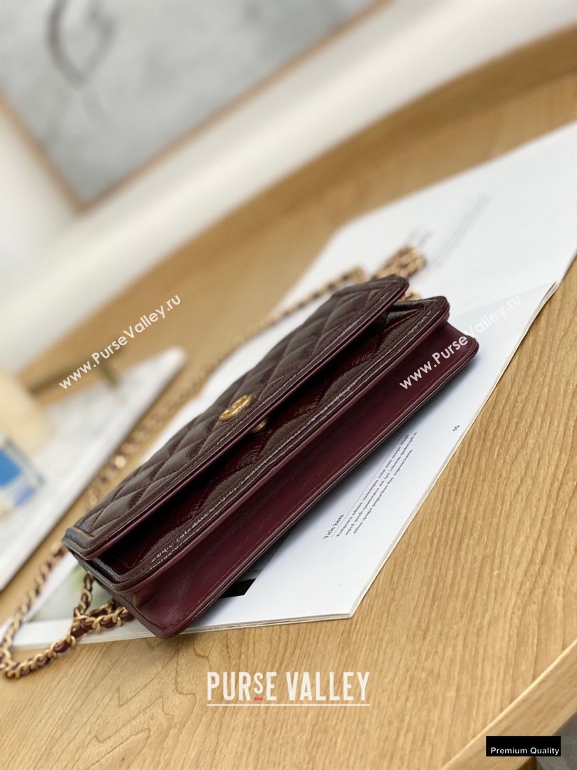 Chanel Crumpled Calfskin Wallet on Chain WOC Bag Burgundy 2021 (yingfeng-21012214)