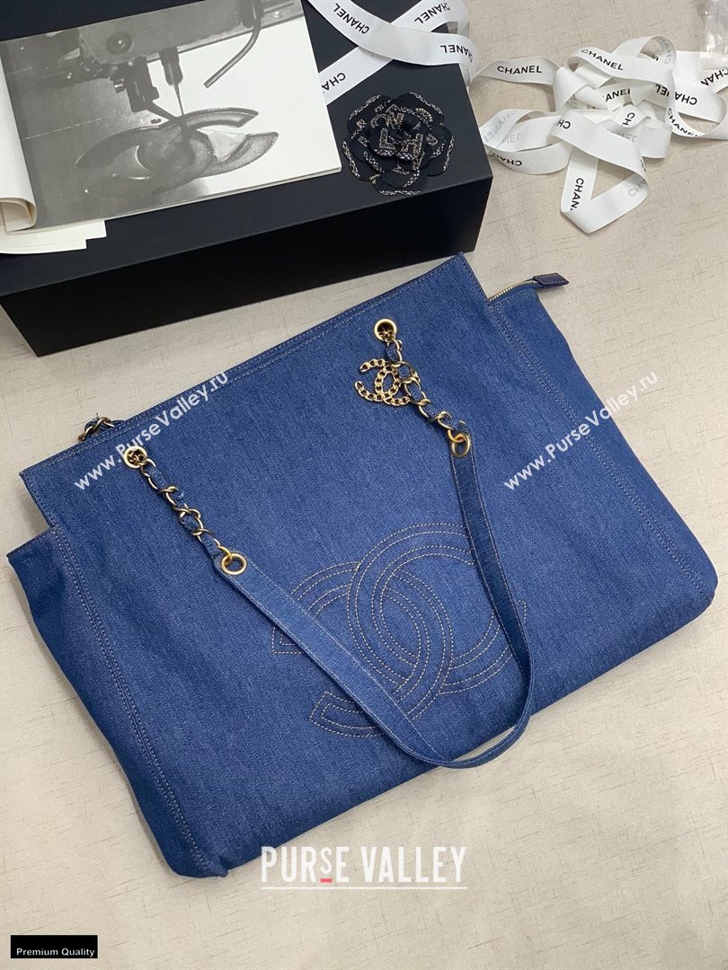 Chanel Denim Blue Vintage CC Logo Shopping Tote Bag 2021 (jiyuan-21012709)