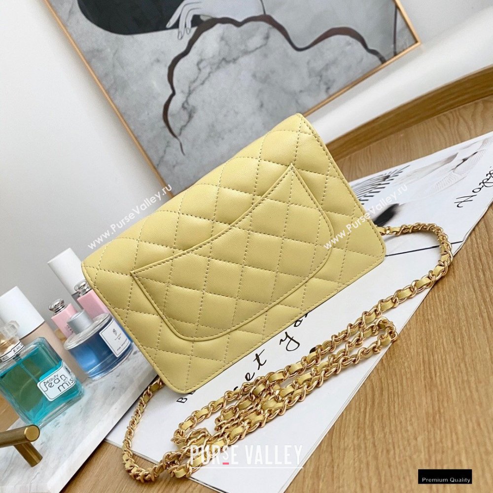 Chanel Zirconium Crystal CC Logo Wallet on Chain WOC Bag AP1943 Yellow 2021 (yingfeng-21012221)