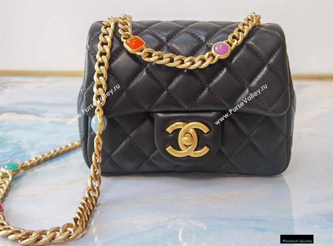 Chanel Resin Chain Lambskin Mini Flap Bag AS2379 Black 2021 (jiyuan/haoyun-21012235)