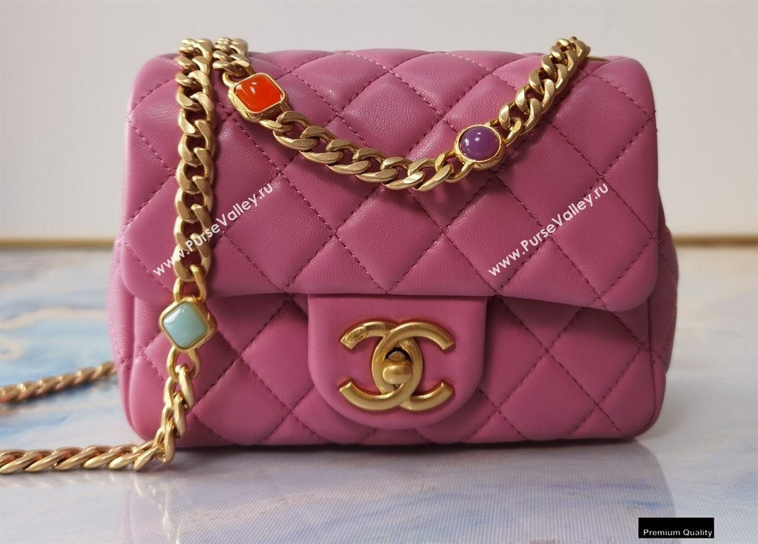 Chanel Resin Chain Lambskin Mini Flap Bag AS2379 Pink 2021 (jiyuan/haoyun-21012243)