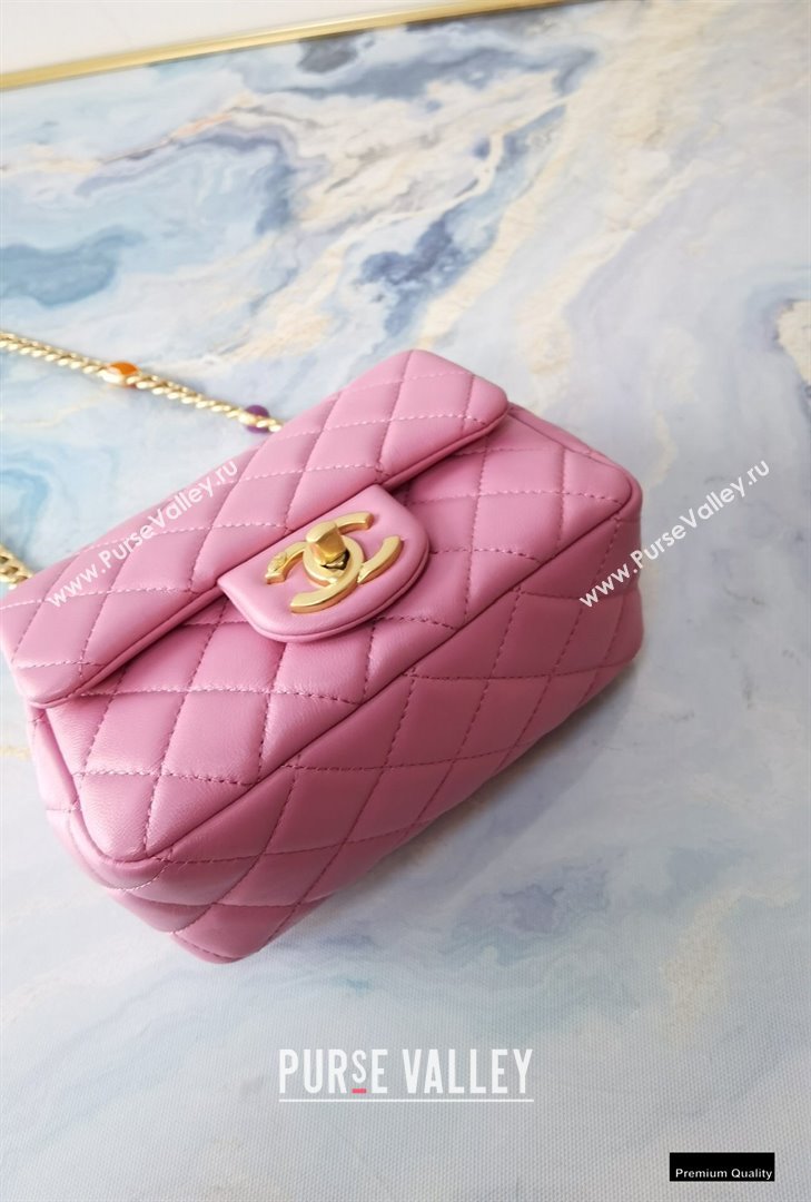 Chanel Resin Chain Lambskin Mini Flap Bag AS2379 Pink 2021 (jiyuan/haoyun-21012243)