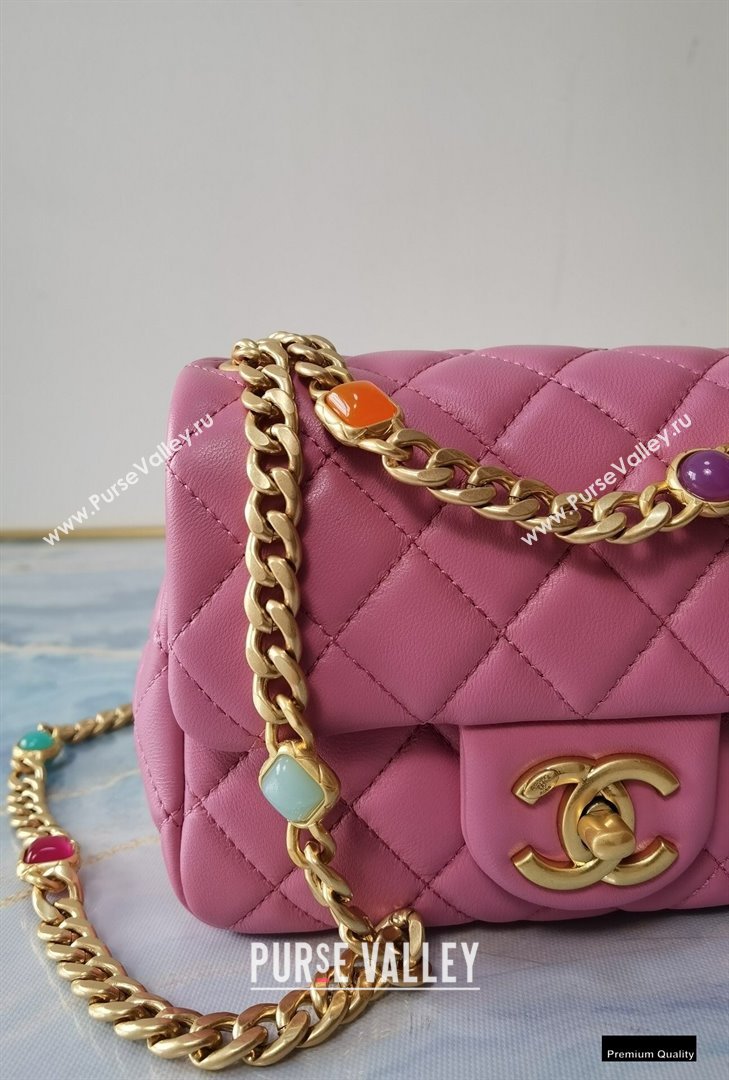 Chanel Resin Chain Lambskin Mini Flap Bag AS2379 Pink 2021 (jiyuan/haoyun-21012243)