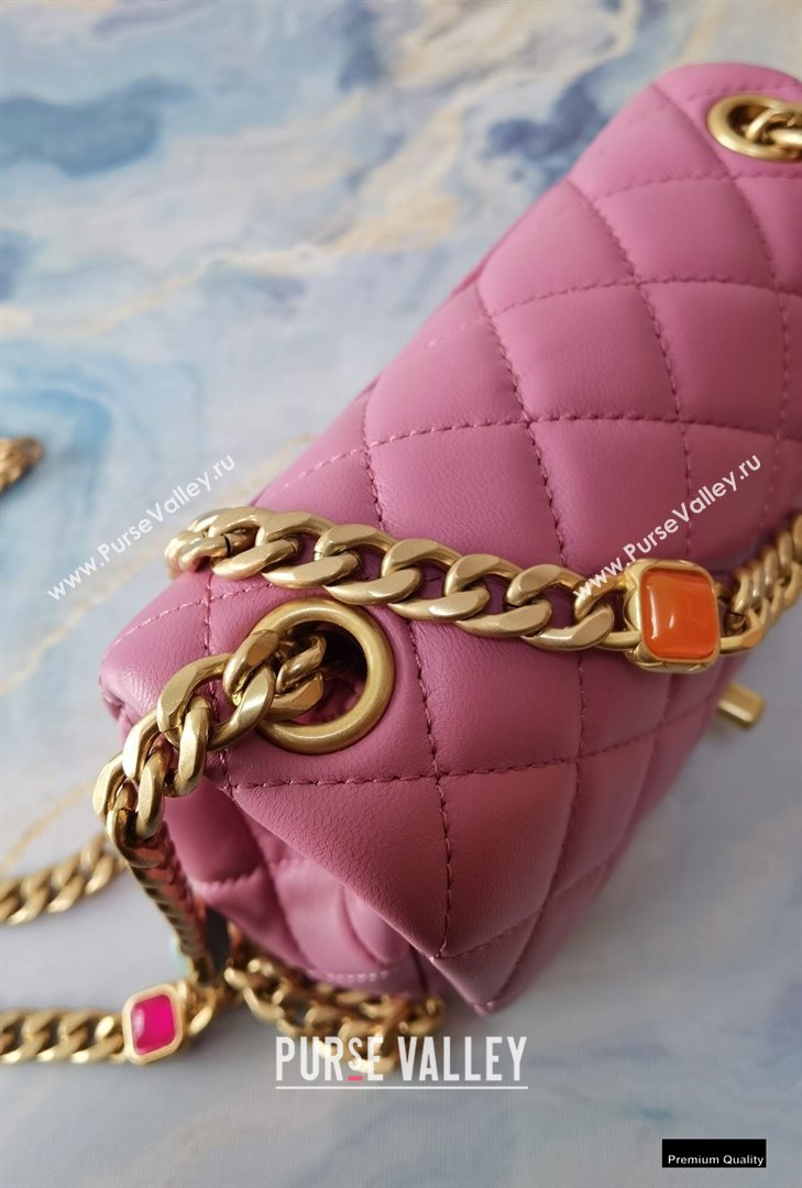 Chanel Resin Chain Lambskin Mini Flap Bag AS2379 Pink 2021 (jiyuan/haoyun-21012243)