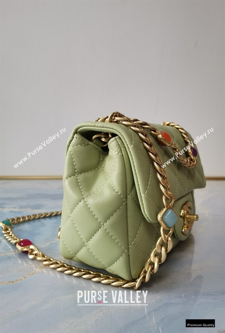 Chanel Resin Chain Lambskin Mini Flap Bag AS2379 Light Green 2021 (jiyuan/haoyun-21012240)