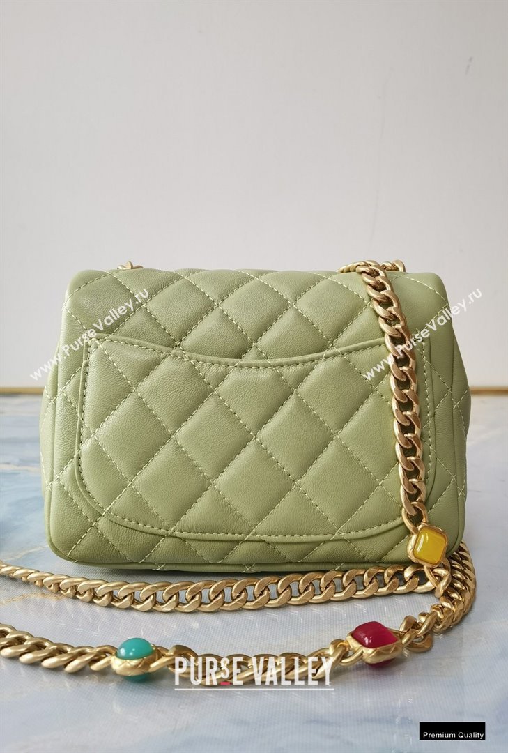 Chanel Resin Chain Lambskin Mini Flap Bag AS2379 Light Green 2021 (jiyuan/haoyun-21012240)