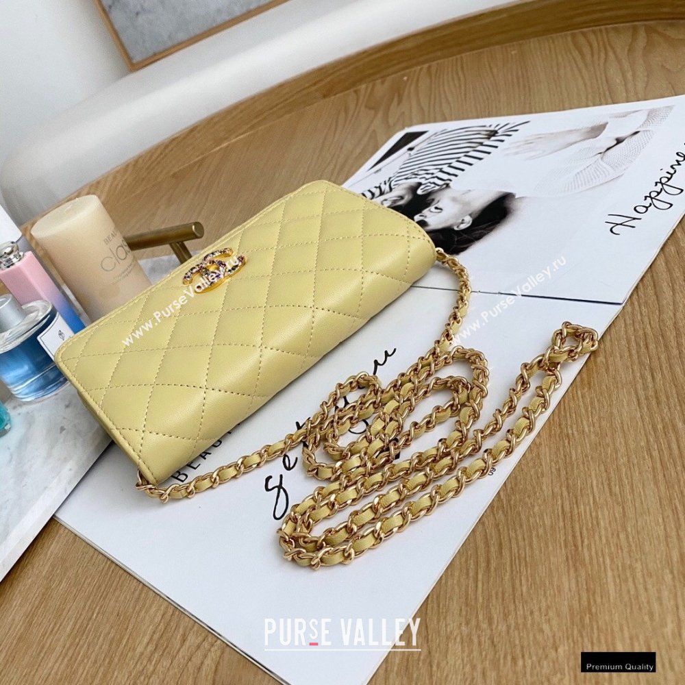 Chanel Zirconium Crystal CC Logo Wallet on Chain WOC Bag AP1943 Yellow 2021 (yingfeng-21012221)