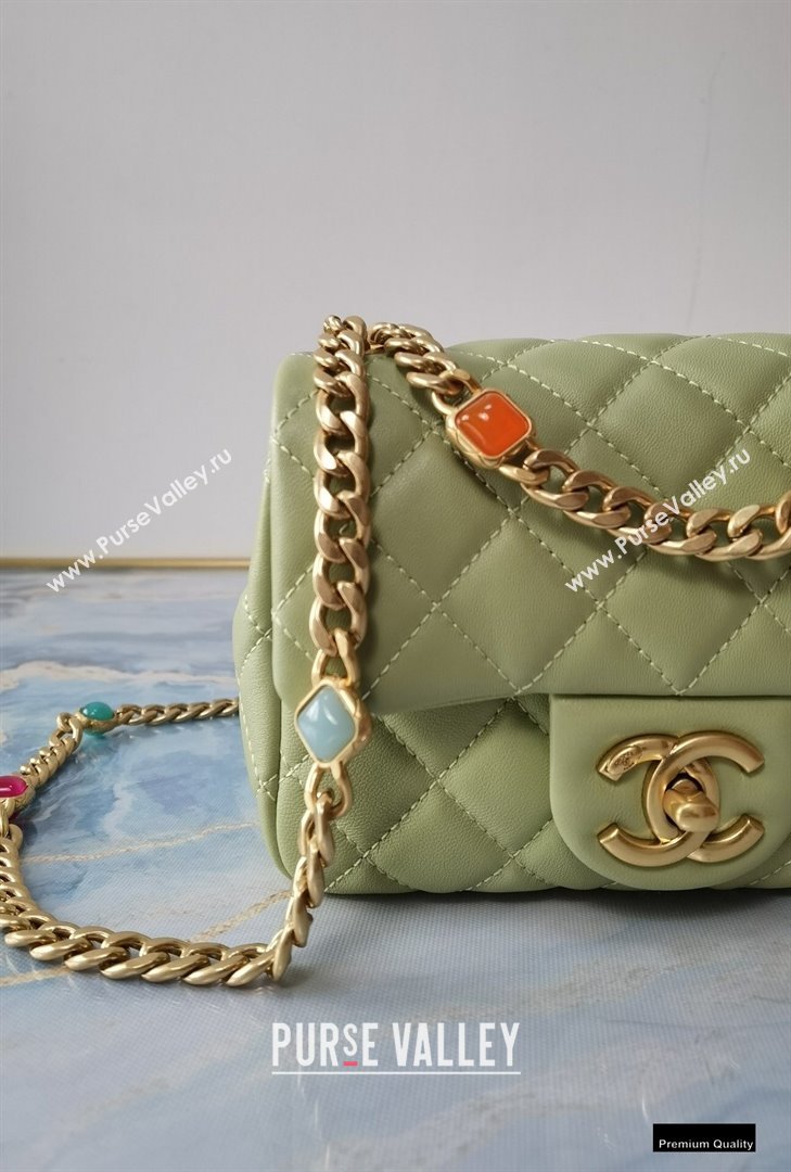 Chanel Resin Chain Lambskin Mini Flap Bag AS2379 Light Green 2021 (jiyuan/haoyun-21012240)