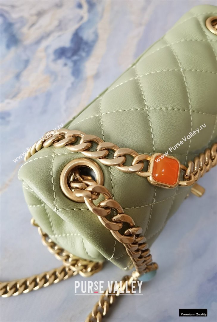 Chanel Resin Chain Lambskin Mini Flap Bag AS2379 Light Green 2021 (jiyuan/haoyun-21012240)