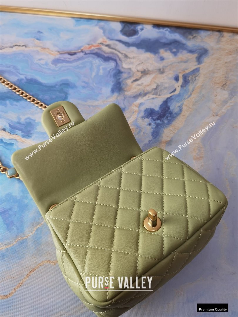 Chanel Resin Chain Lambskin Mini Flap Bag AS2379 Light Green 2021 (jiyuan/haoyun-21012240)