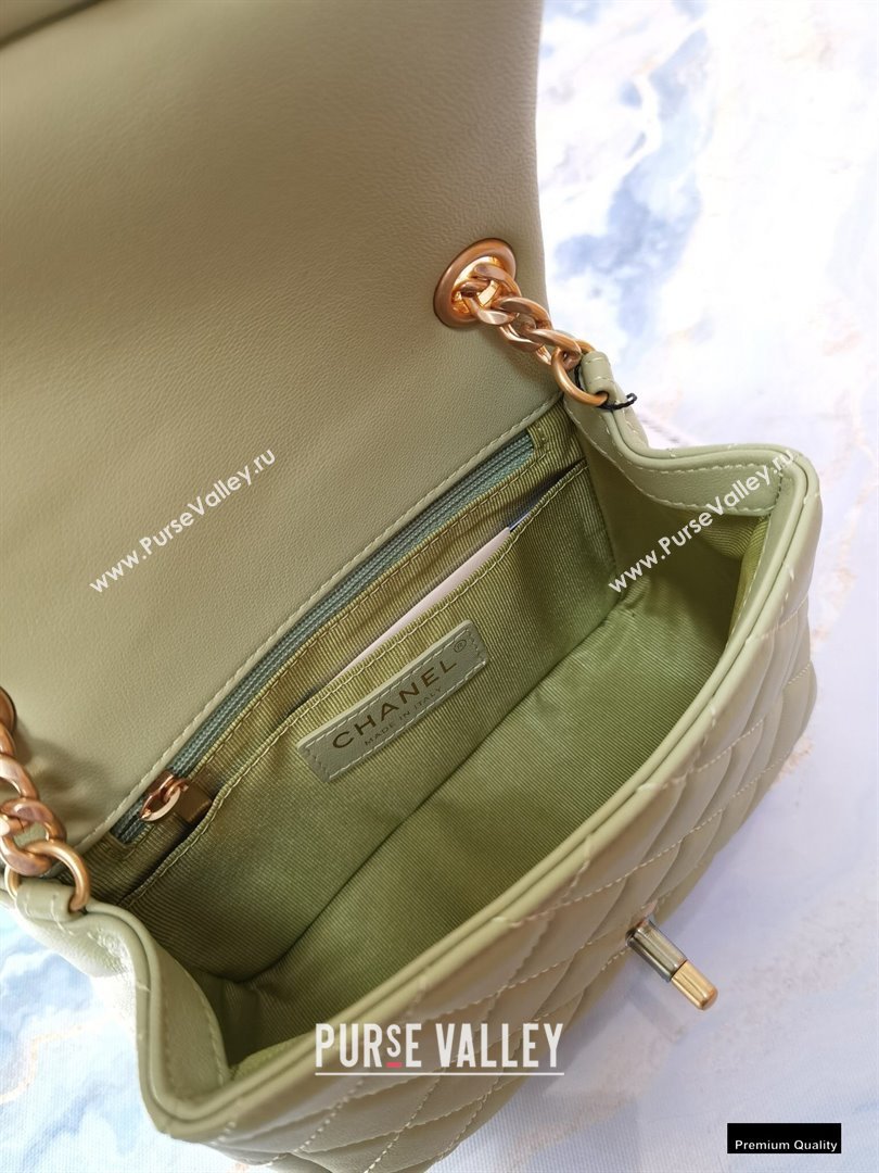 Chanel Resin Chain Lambskin Mini Flap Bag AS2379 Light Green 2021 (jiyuan/haoyun-21012240)