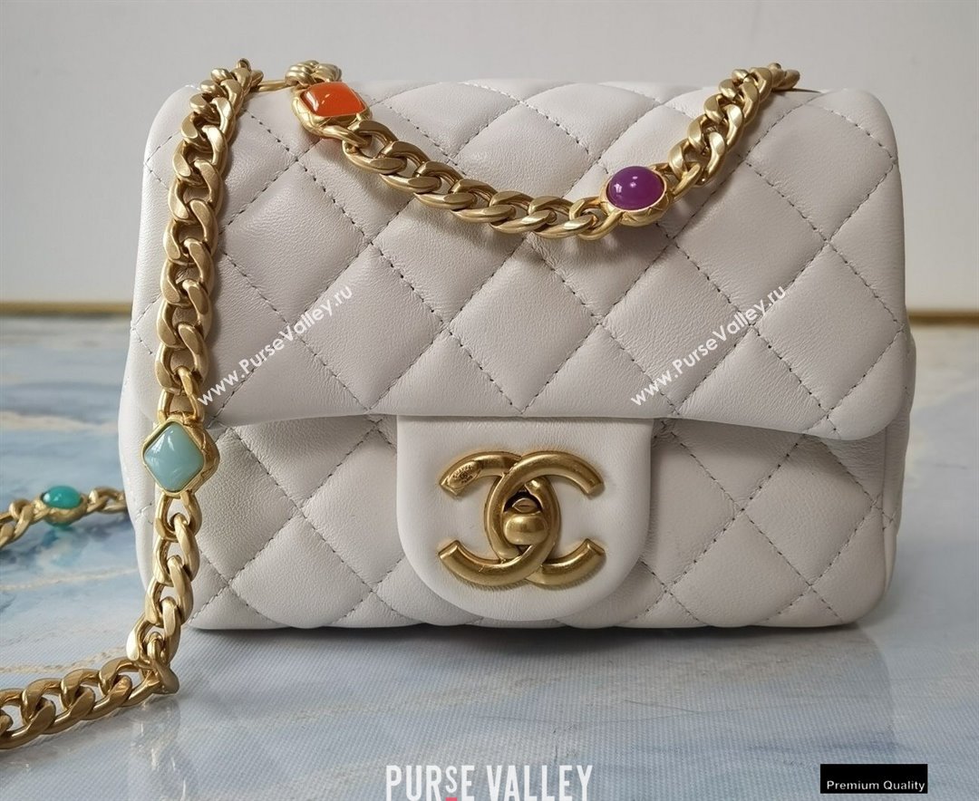 Chanel Resin Chain Lambskin Mini Flap Bag AS2379 Creamy 2021 (jiyuan/haoyun-21012238)