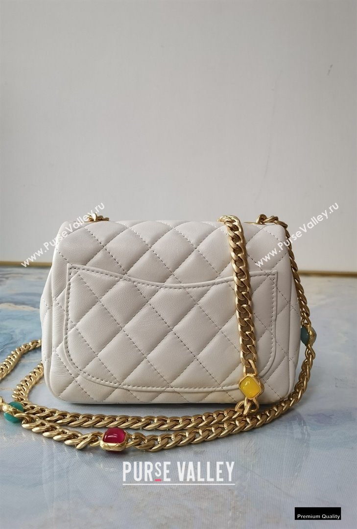 Chanel Resin Chain Lambskin Mini Flap Bag AS2379 Creamy 2021 (jiyuan/haoyun-21012238)