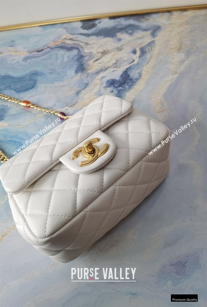 Chanel Resin Chain Lambskin Mini Flap Bag AS2379 Creamy 2021 (jiyuan/haoyun-21012238)