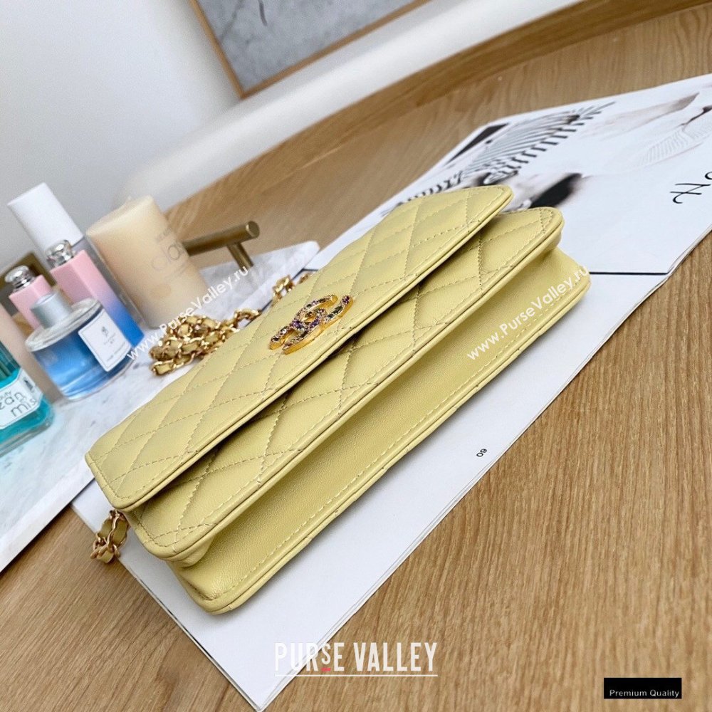 Chanel Zirconium Crystal CC Logo Wallet on Chain WOC Bag AP1943 Yellow 2021 (yingfeng-21012221)
