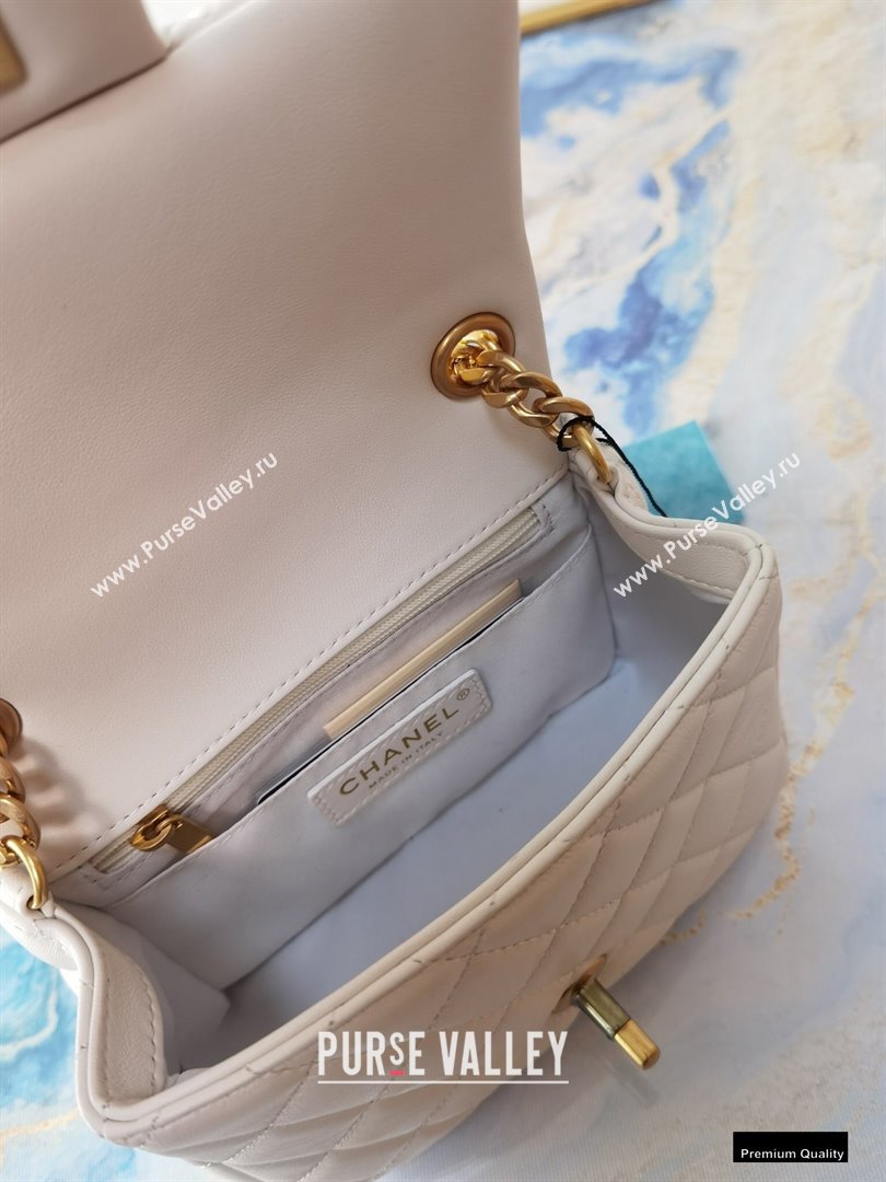 Chanel Resin Chain Lambskin Mini Flap Bag AS2379 Creamy 2021 (jiyuan/haoyun-21012238)