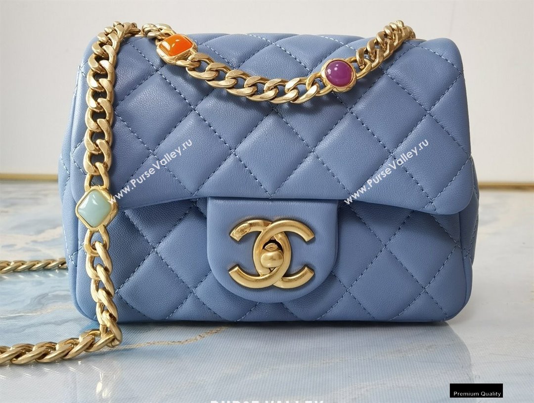 Chanel Resin Chain Lambskin Mini Flap Bag AS2379 Denim Blue 2021 (jiyuan/haoyun-21012237)