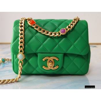 Chanel Resin Chain Lambskin Mini Flap Bag AS2379 Green 2021 (jiyuan/haoyun-21012242)