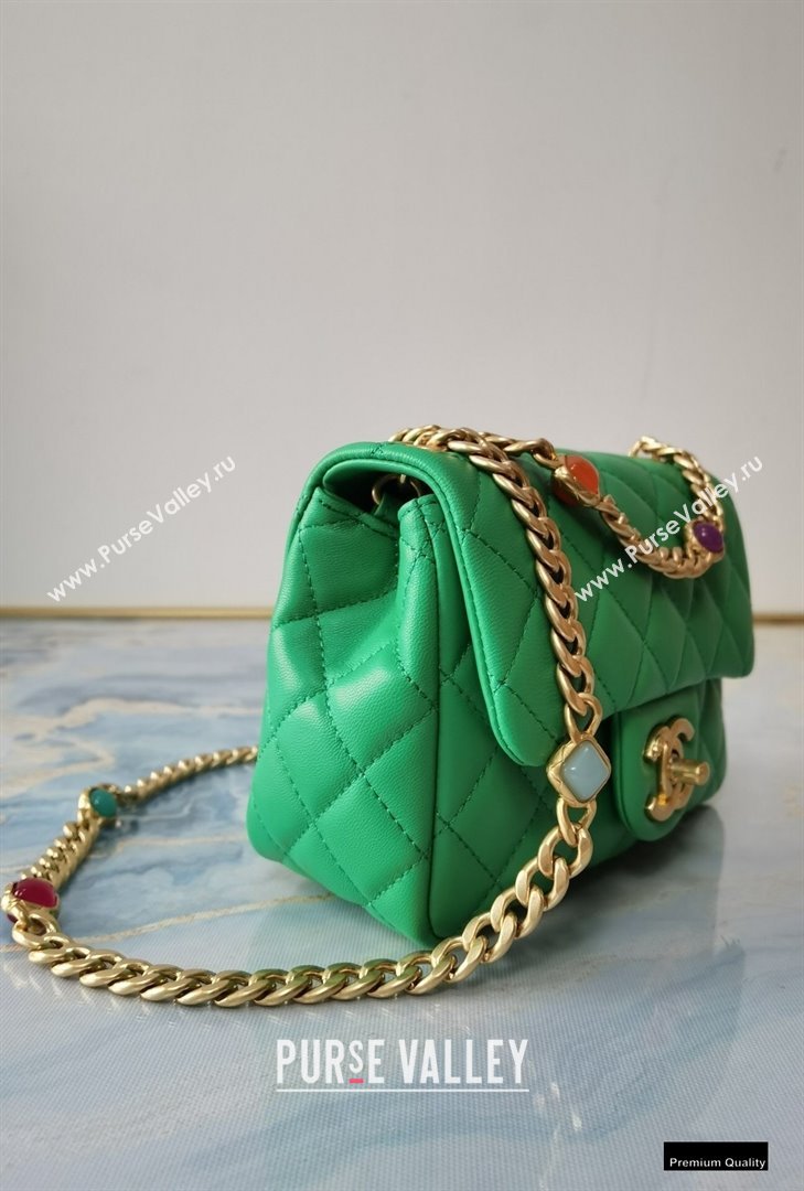 Chanel Resin Chain Lambskin Mini Flap Bag AS2379 Green 2021 (jiyuan/haoyun-21012242)