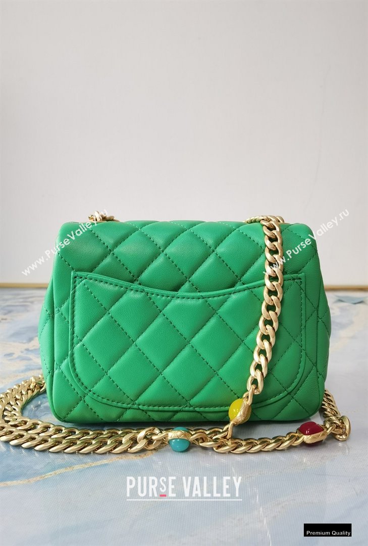 Chanel Resin Chain Lambskin Mini Flap Bag AS2379 Green 2021 (jiyuan/haoyun-21012242)