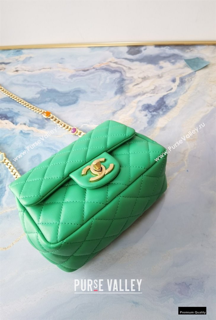 Chanel Resin Chain Lambskin Mini Flap Bag AS2379 Green 2021 (jiyuan/haoyun-21012242)