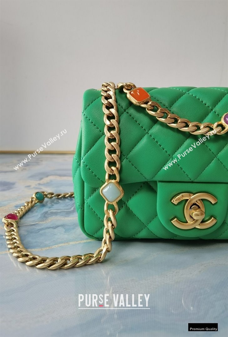 Chanel Resin Chain Lambskin Mini Flap Bag AS2379 Green 2021 (jiyuan/haoyun-21012242)