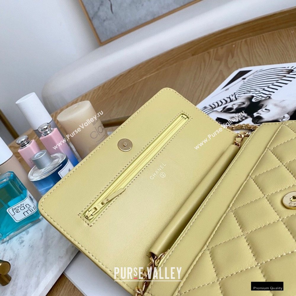 Chanel Zirconium Crystal CC Logo Wallet on Chain WOC Bag AP1943 Yellow 2021 (yingfeng-21012221)